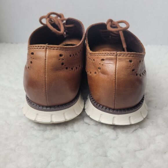 Cole Haan Zerogrand Men’s Size 8.5 Brown Leather Wingtip Oxford Shoes C14493 - Picture 4 of 10